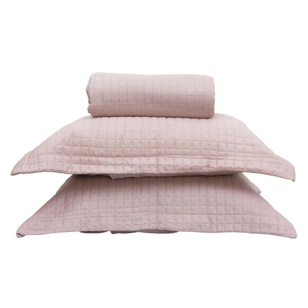 Kit Colcha Casal Liso Bouti Cobre Leito 3 Peças