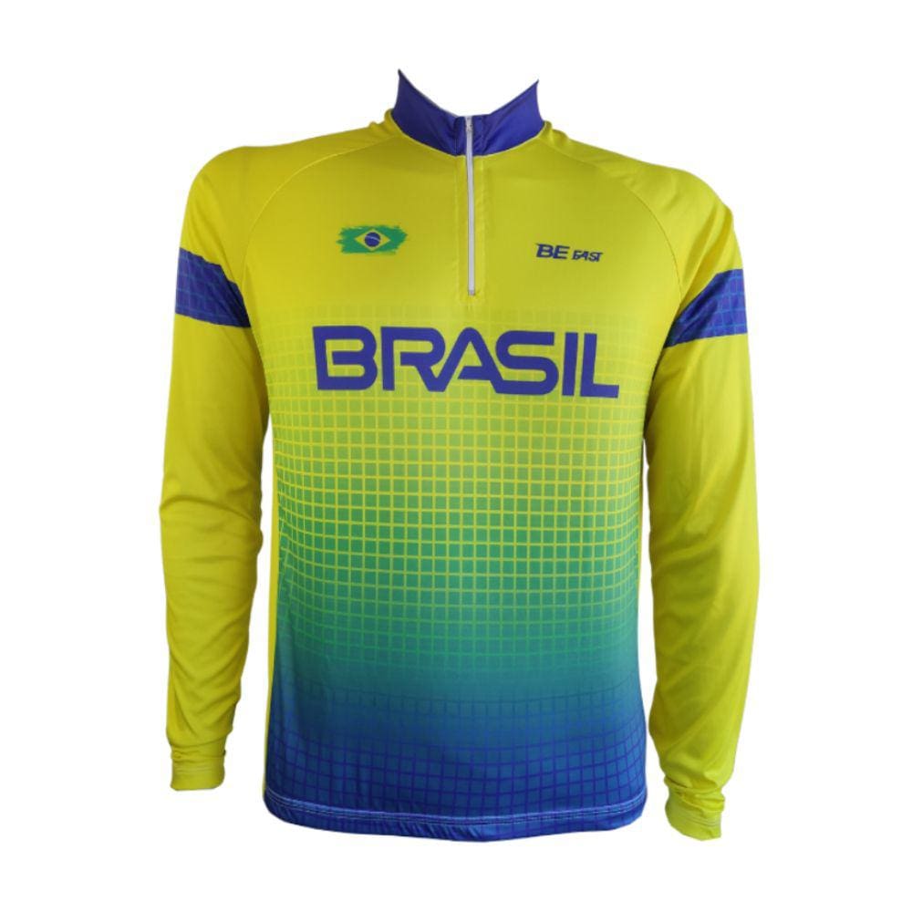 Camisa Ciclismo Masculina Be Fast Manga Longa Brasil Bike Mtb