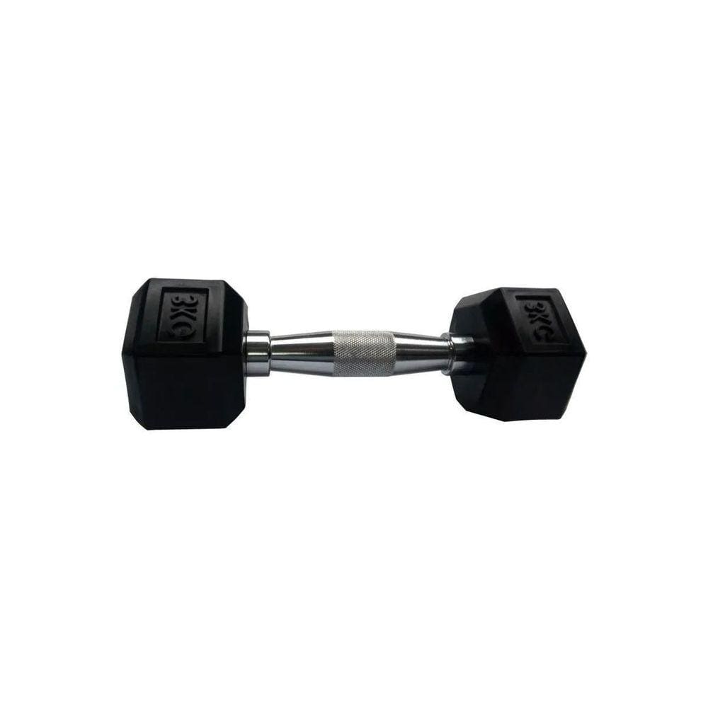 Halteres Sextavado Injetado com Pegada Cromada 3,0Kg