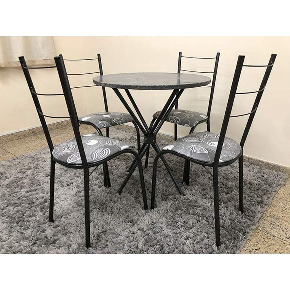 Mesa Tubular Redondo 70X70 4 Cadeiras Kelly Paonanda