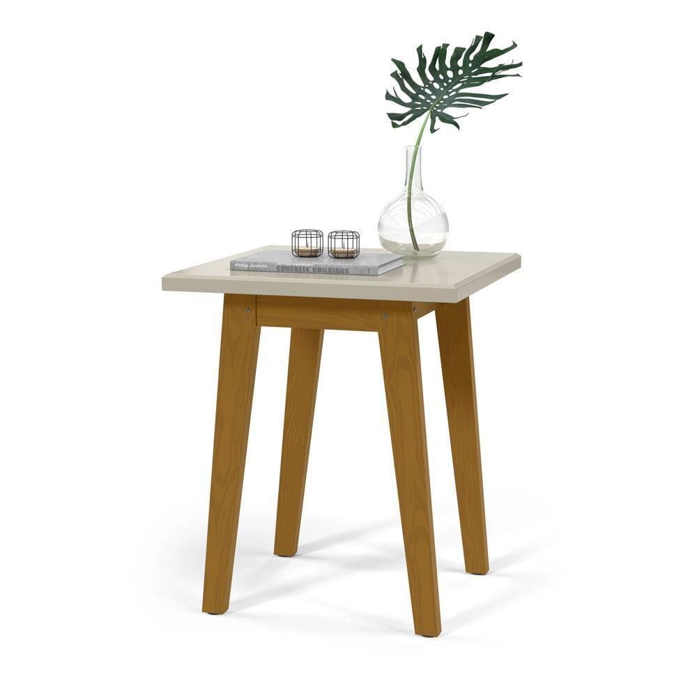 Mesa Lateral Quadrada Retrô Prism Off White Patrimar