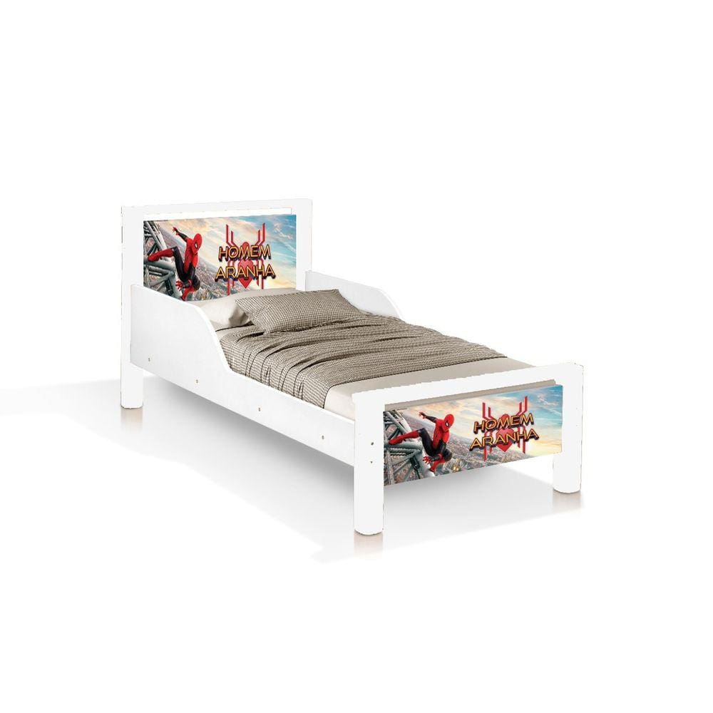 mini cama com proteção lateral branca da homem aranha