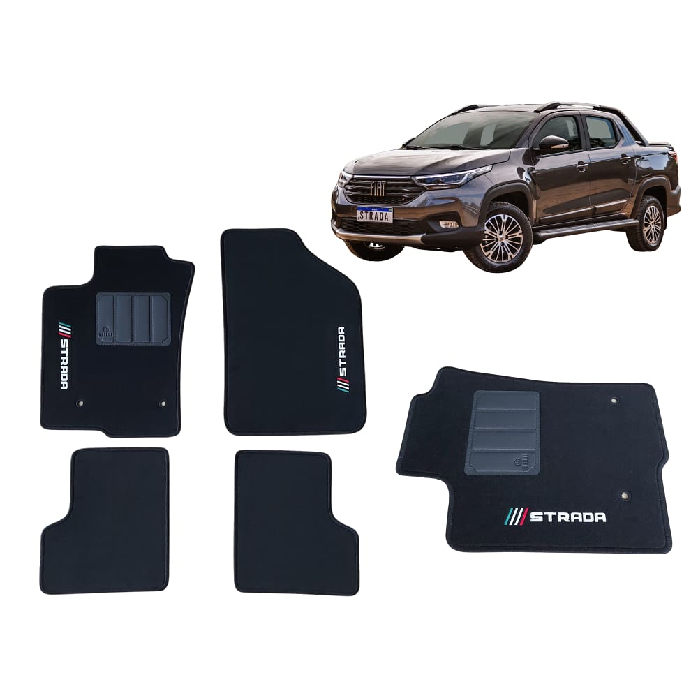 Tapete Carpete 5Mm Fiat Strada Cabine Dupla 2021 2022 2023