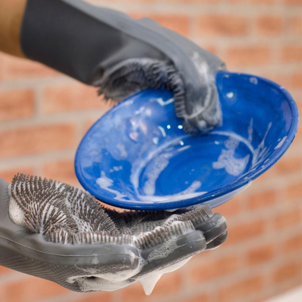 Luva de Silicone Com Cerdas Limpeza Cozinha Louça Prana