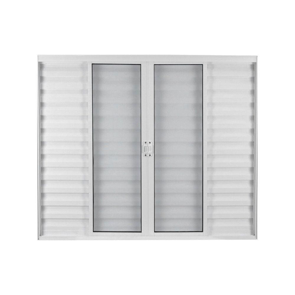 Janela de Alumínio Veneziana de Correr 100x150cm 6 Folhas 2 Fixas com Vidro Mini Boreal Linha Soft MGM Branco