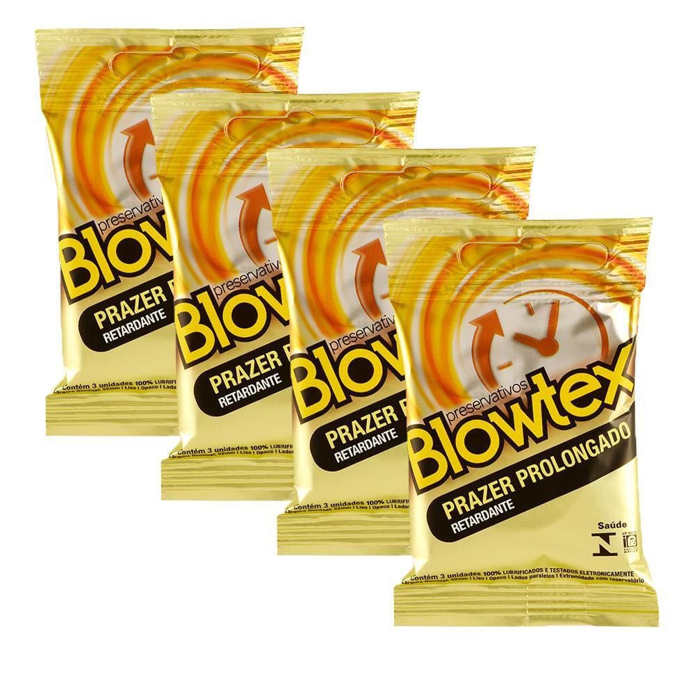 Kit 4 Pacotes Preservativo Blowtex Retardante C/ 3 Unidades Cada