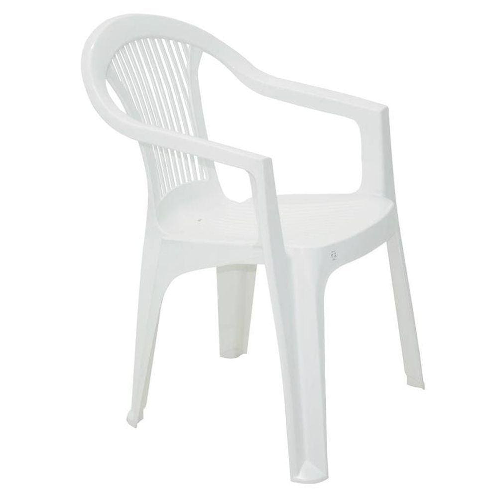 Cadeira Plastica Monobloco Com Bracos Guarapari Branca