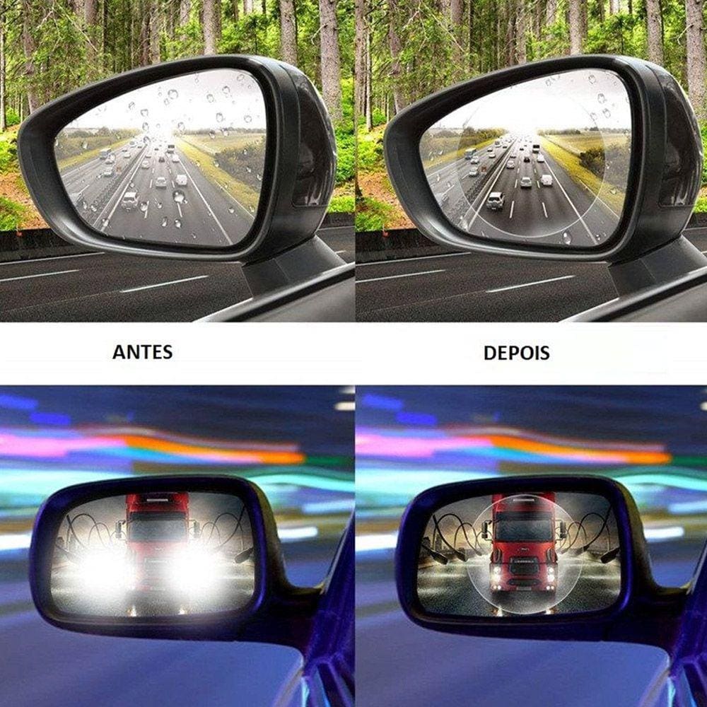 Par de Película Universal Protetora para Carro Espelho Retrovisor Anti Embaçante a Prova D´Água