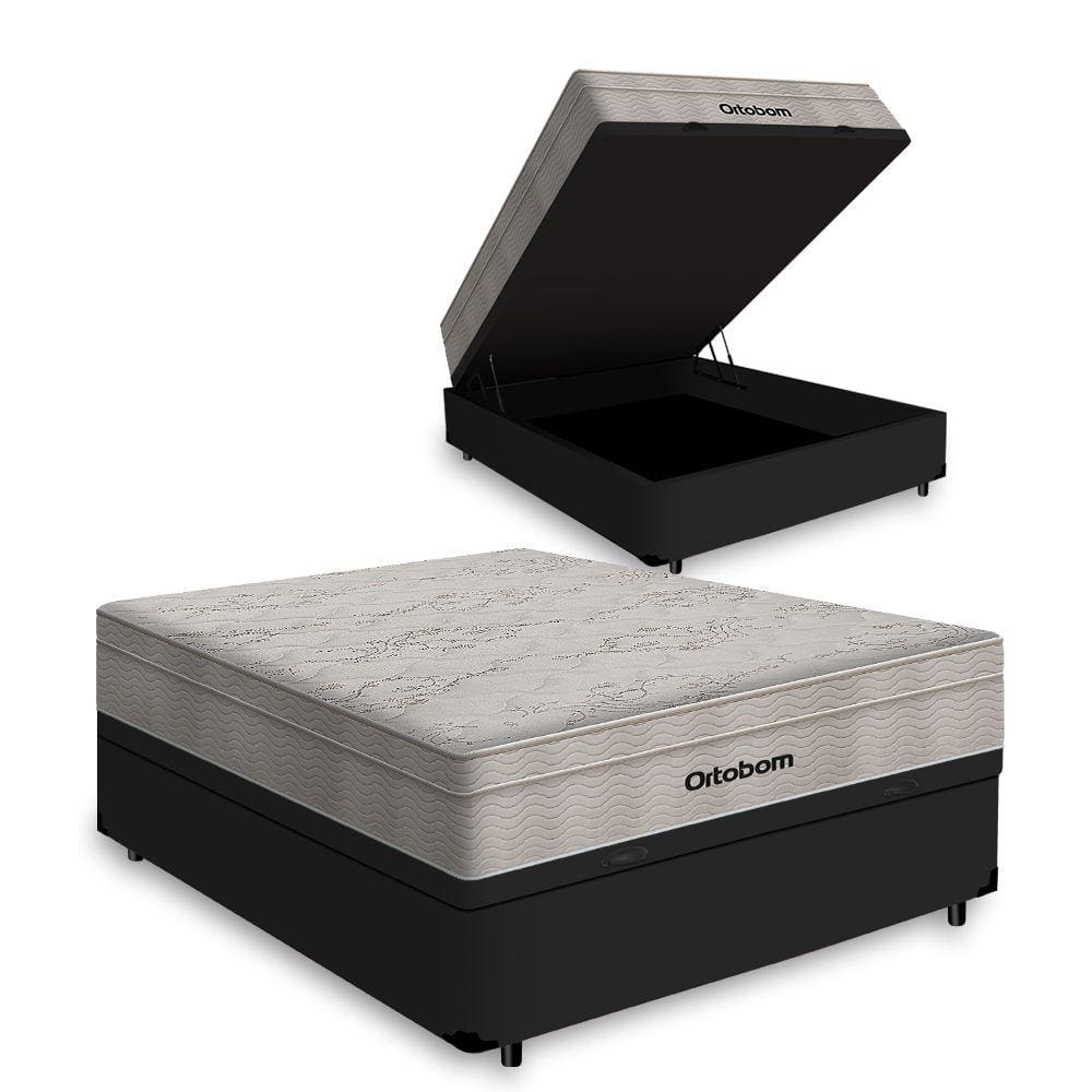 Cama Box Baú Viúva + Colchão de Molas Ensacadas Ortobom AirTech SpringPocket 128cm