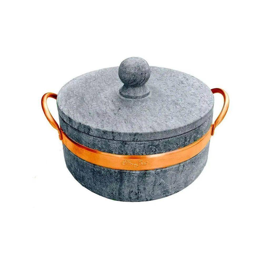 Panela Caçarola De Pedra Sabão Com Alça De Cobre 3,0 Litros