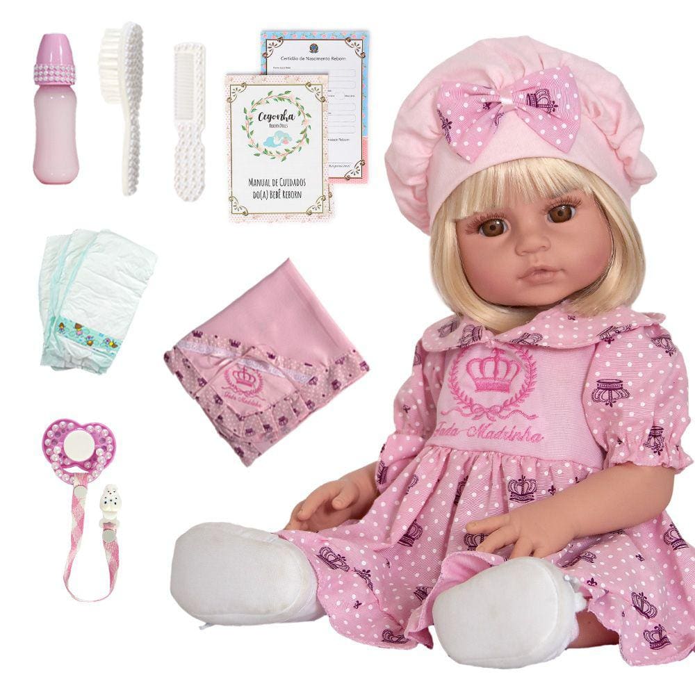 Bebe reborn menina silicone promocao princesa boneca bk loira