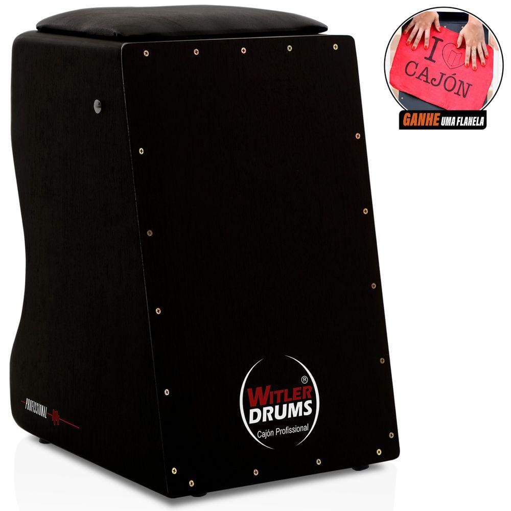 Cajón Elétrico Inclinado | Witler Drums | Natural | Preto