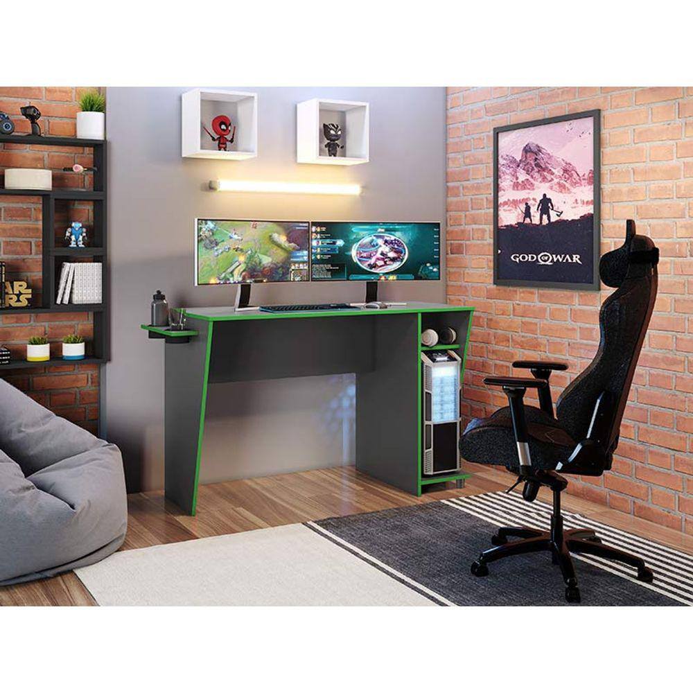 Mesa Gamer Grafite/Verde Cyber JCM