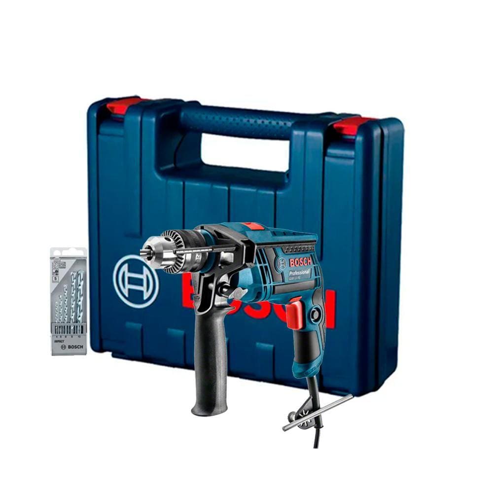 Furadeira Impacto 1/2POL 750W GSB13RE com Maleta + Kit com 5 Brocas
