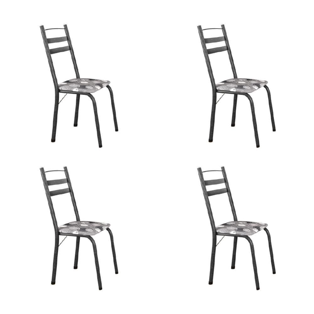 Conjunto Com 4 Cadeiras Tubular Itália Artefamol Dark