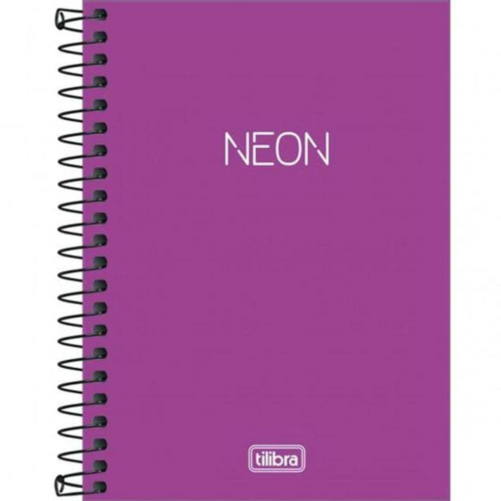 Caderneta Espiral Capa Plástica 1/8 sem Pauta Neon Roxo 80 Folhas da Tilibra Ref 2634