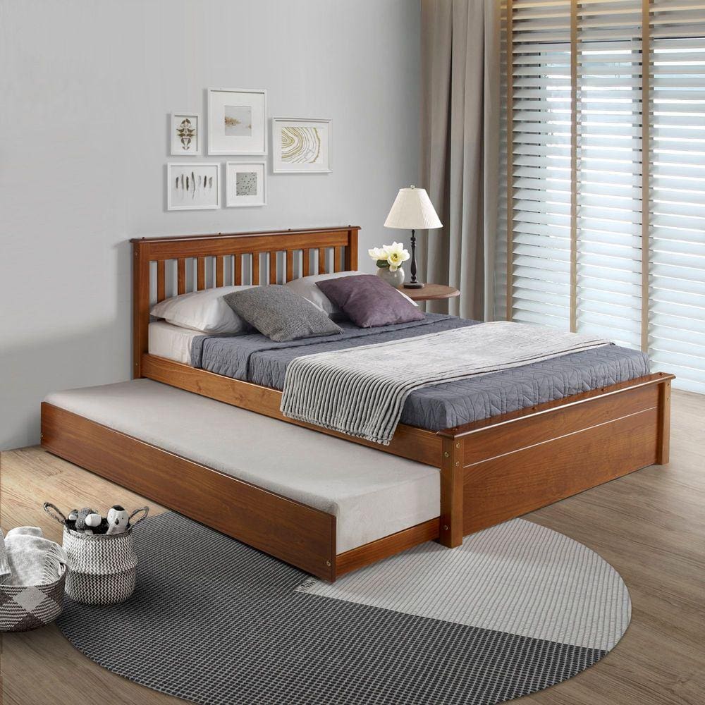 Conjunto Cama Casal Inglesa com Cama Auxiliar em Madeira Maciça Mv Outlet