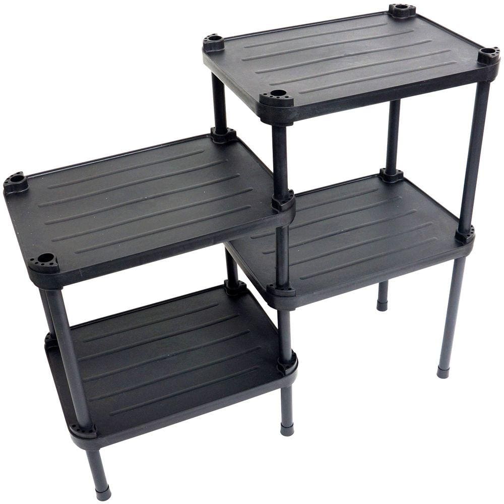 Estante de Plástico Modular Multiuso 4 Prateleiras 2 Torres Preta Montável 52 Kg Qualyplas
