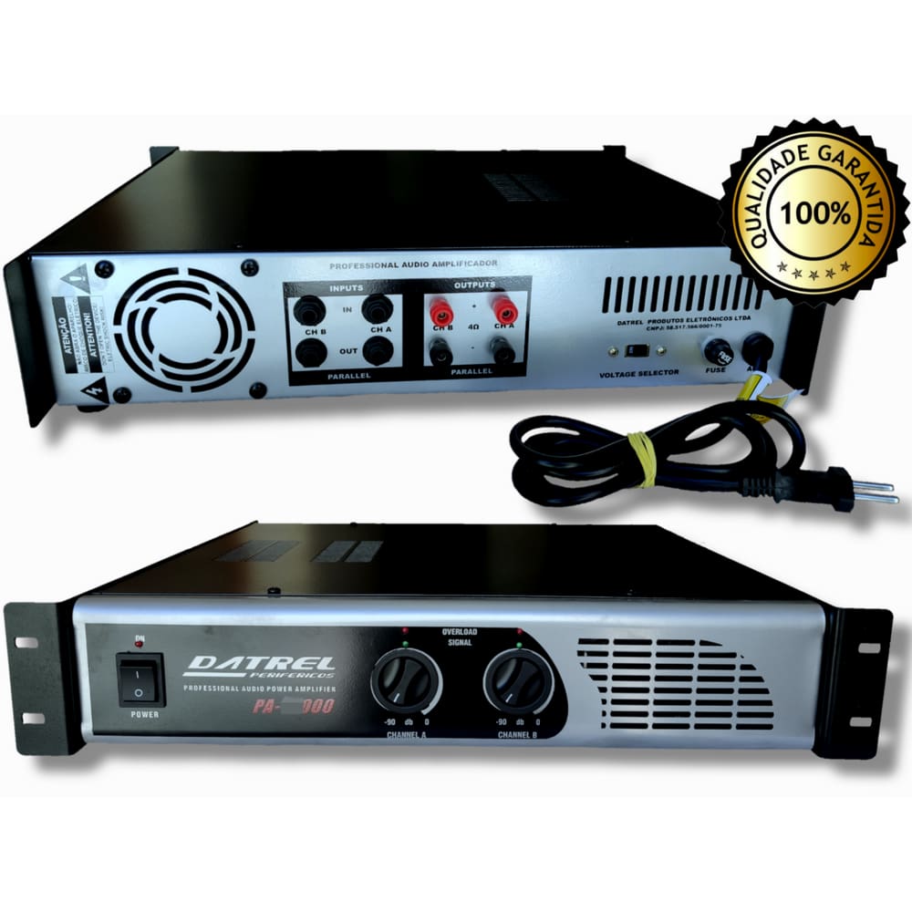 Potencia Amplificador 800W 4 Ohms Caixa De Som Profissional