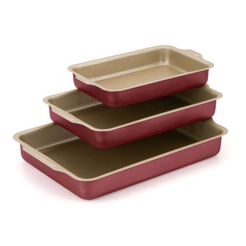 Conjunto de Assadeiras Cereja Antiaderente Bege Retangular Alta Com Aba Nº 1 a 3 Menor preço em Conjunto de Assadeiras Cereja Antiaderente Bege Retangular Alta Com Aba Nº 1 a 3