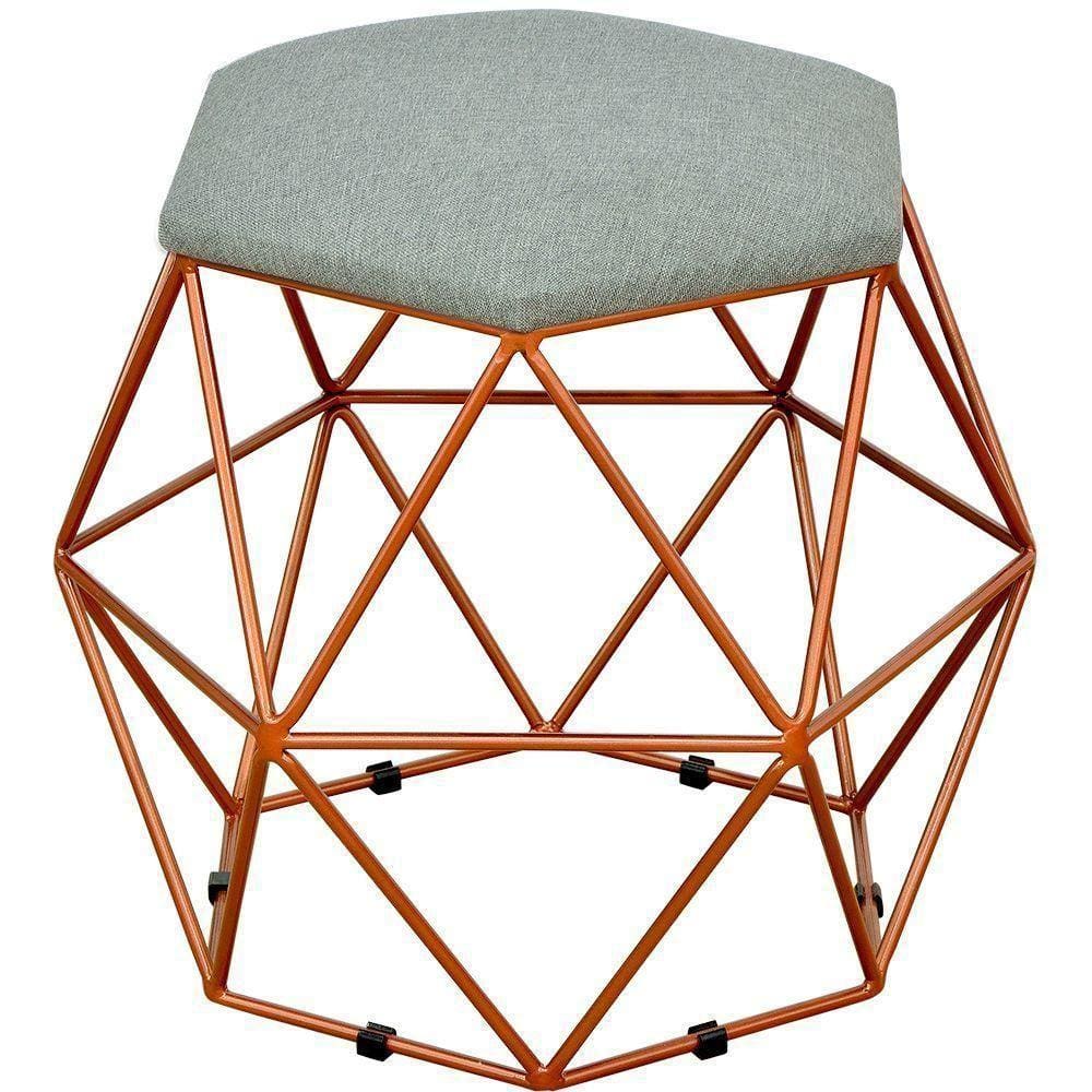 Puff Aramado Bronze Six L02 Linho Cinza Escuro