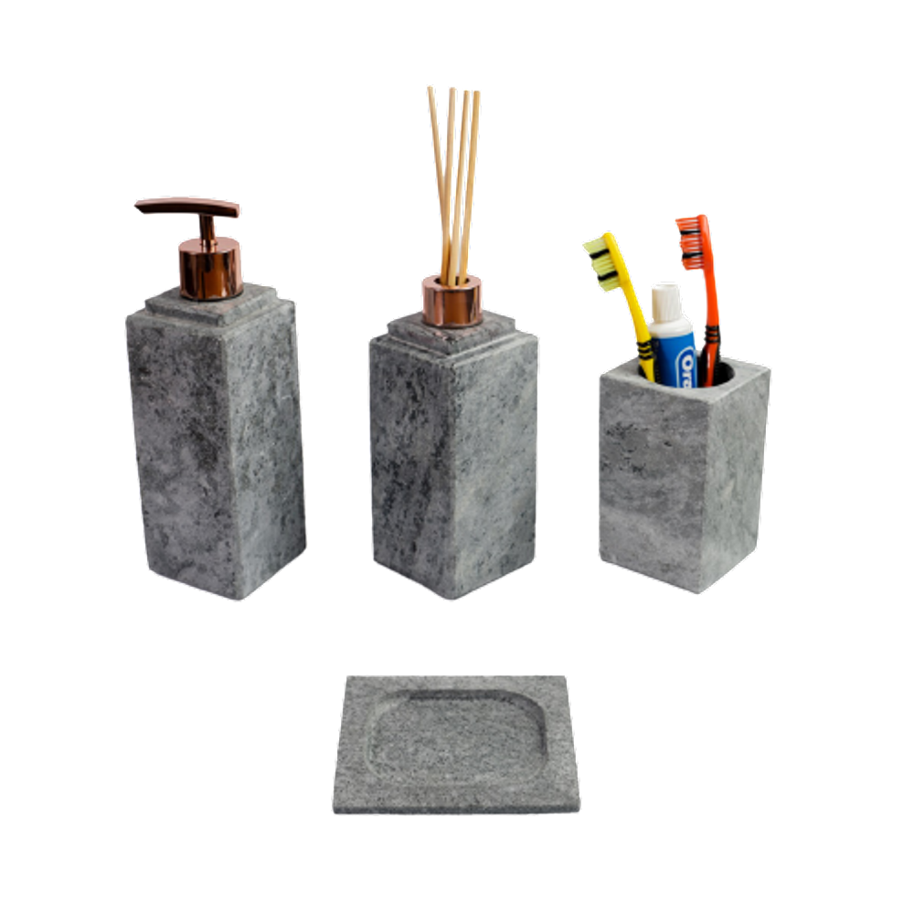 Kit Banheiro Bancada Lavabo Luxo em Pedra Sabão N04 Rosê