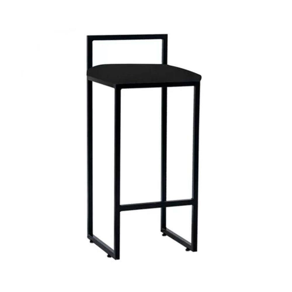 Banqueta Industrial Premium Aço Preta Assento Preto Preto