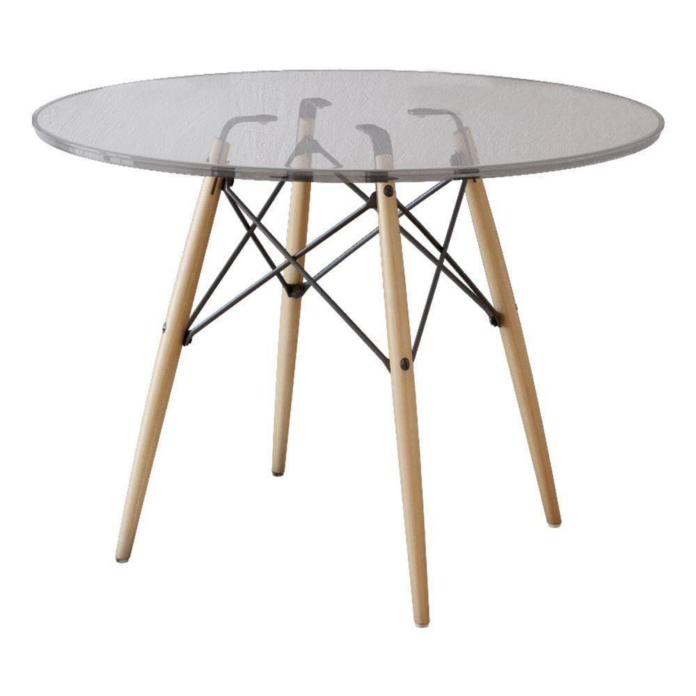 Mesa De Jantar Eiffel Redondo Tampo De Vidro 90Cm Branco