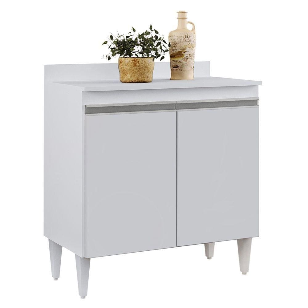 Balcão De Cozinha Com Tampo 02s Sara 80cm Branco