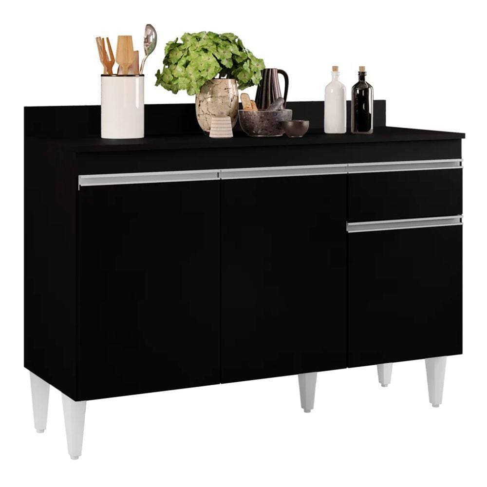 Balcão 01 Gaveta Vick 120Cm Preto