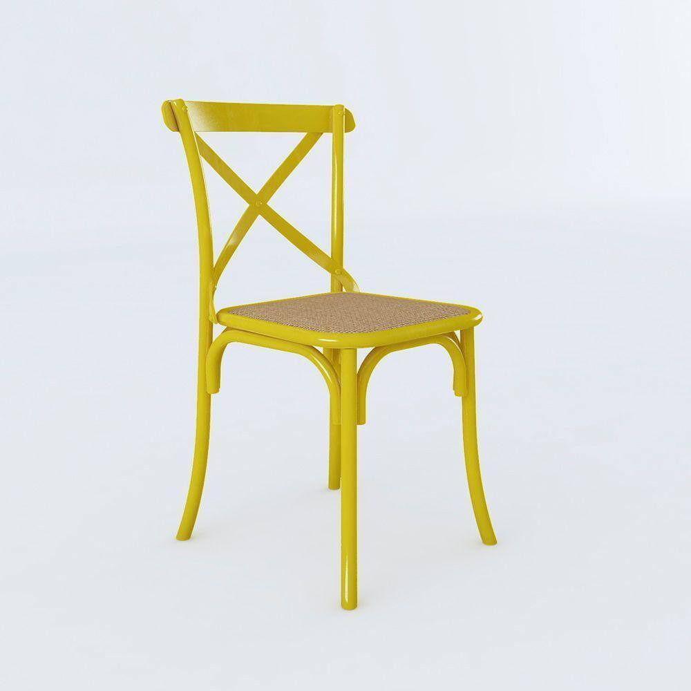Cadeira Katrina Amarelo Assento Corano Bege Aço Bege