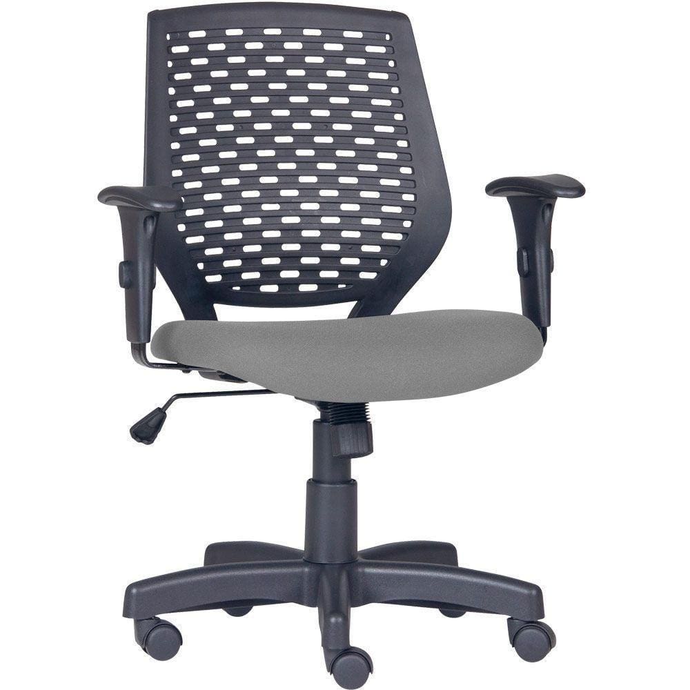Cadeira De Escritório Giratória Tech L02 Corino Cinza