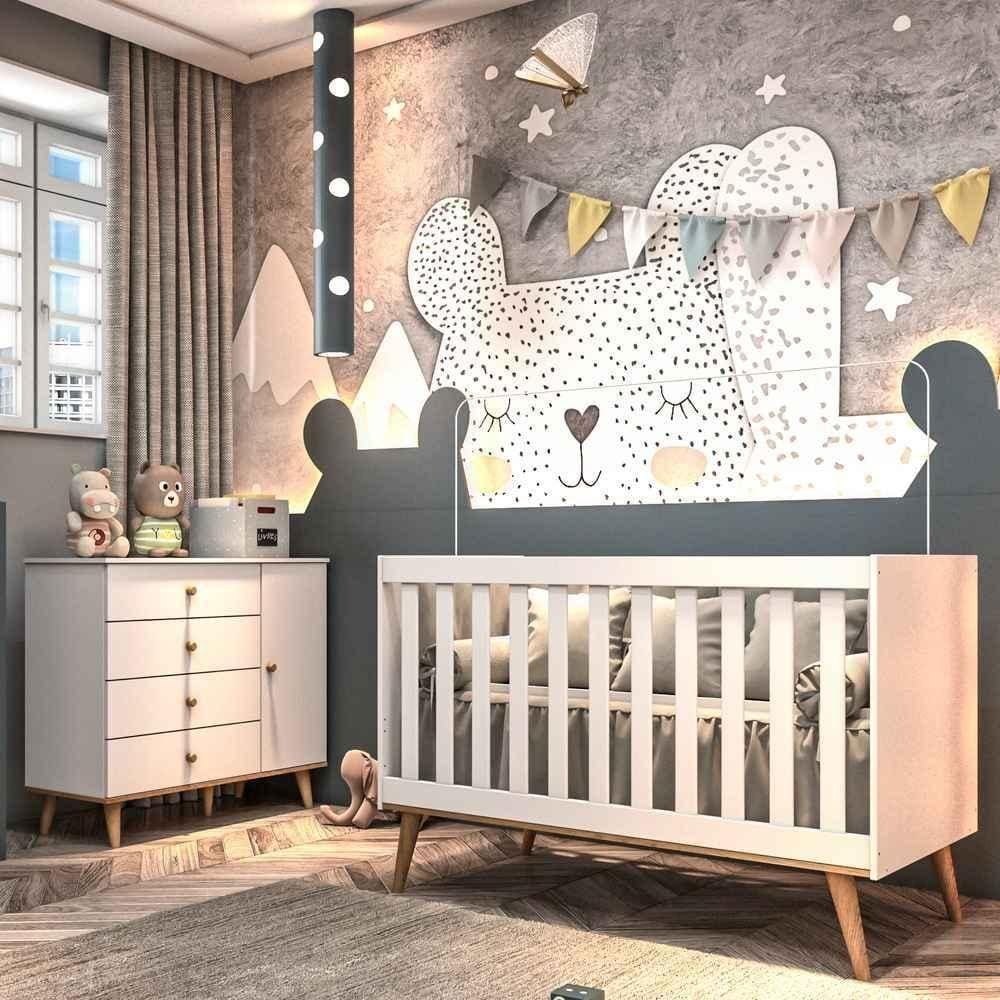 Quarto De Bebê Lígia Berço 3 Em 1 Cômoda Branco