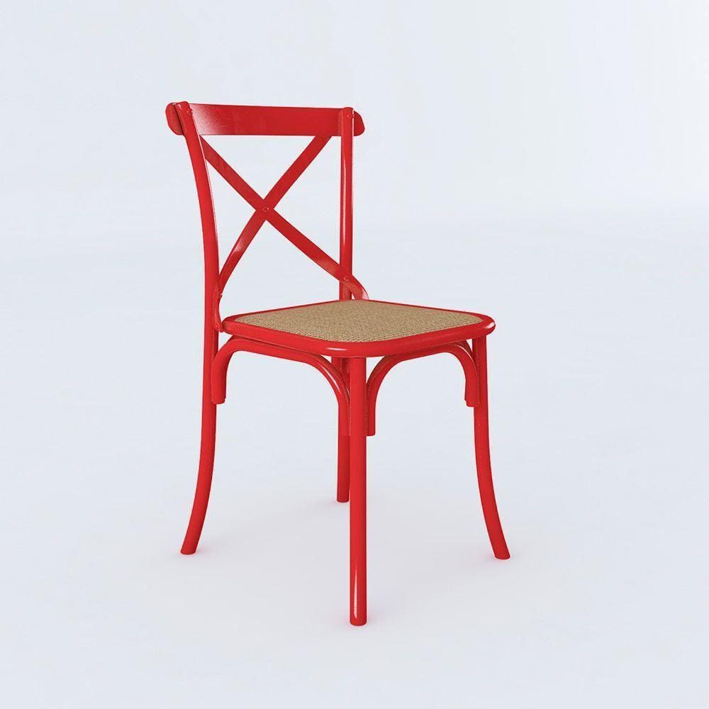 Cadeira Jantar Vermelha Corano Bege Aço Vermelho