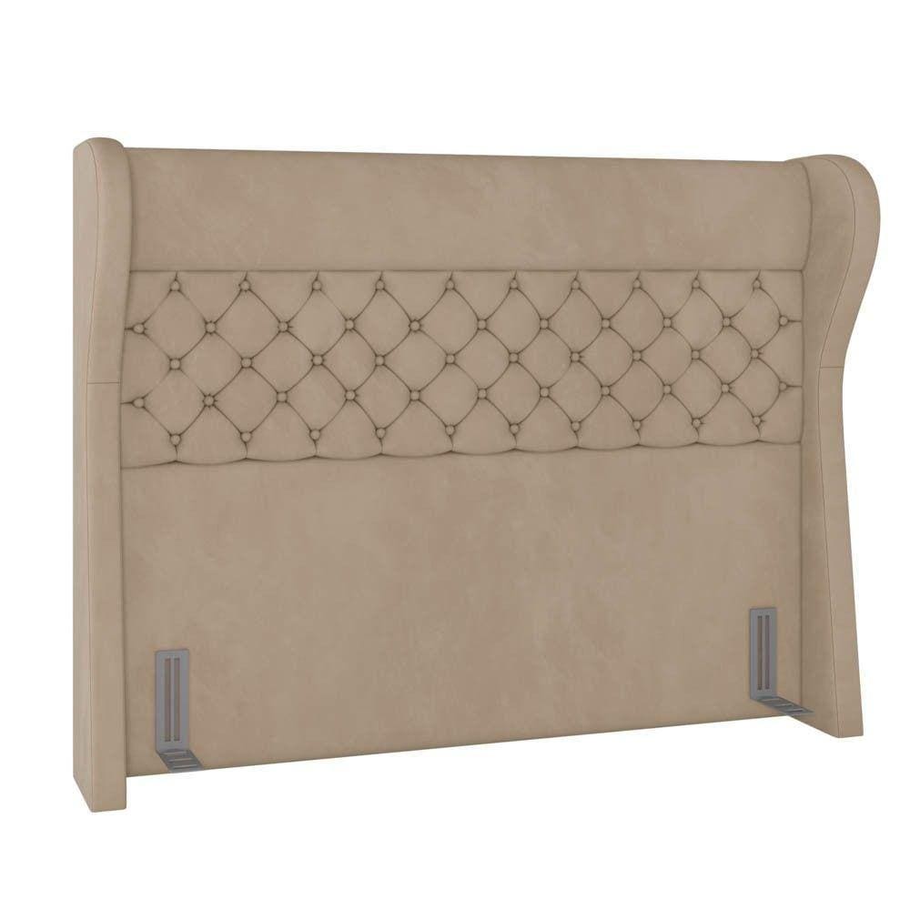 Cabeceira Cama Box Casal Queen 160Cm Veludo Bege