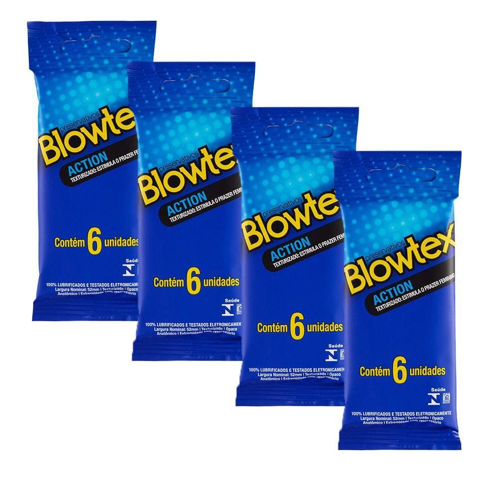 Kit 4 Pacotes Preservativo Blowtex Action C/ 6 Unidades Cada