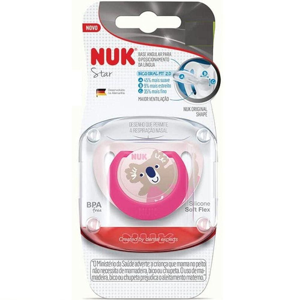 Chupeta de Silicone STAR 6+ Meses Bico ORAL FIT NUK