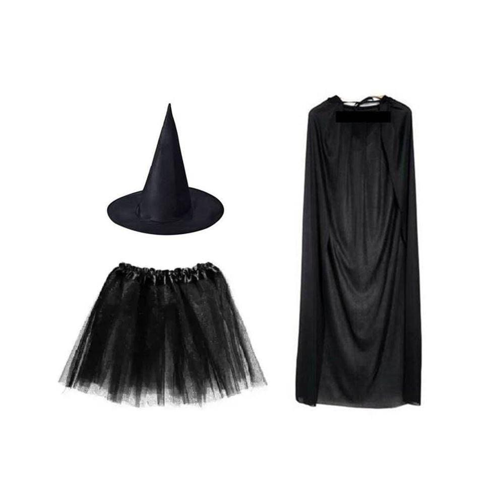 Fantasia de Bruxa Com Saia Capa e Chapeu Halloween Festas