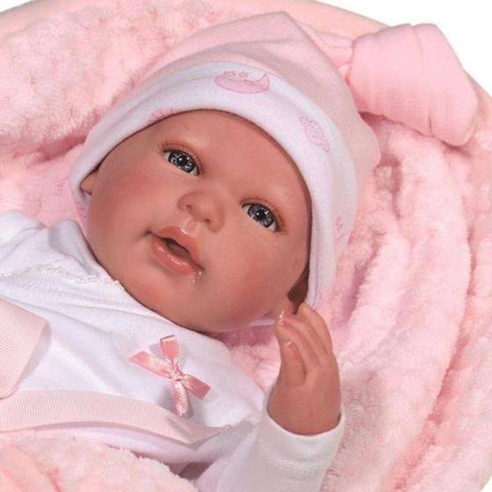 Bebê Reborn Recém-Nascido 3D-49 Cm Olhos Abertos