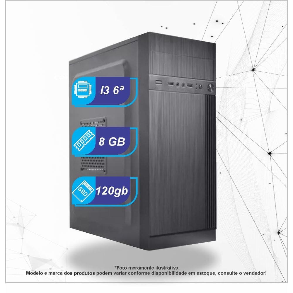 Computador Core I3 6ª, 8gb DDR4, SSD 120gb, Wi-Fi