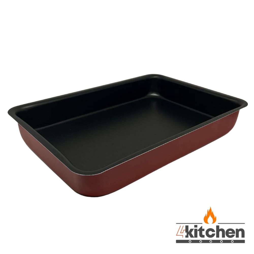 Assadeira Retangular Alumínio Vermelho Fundo Antiaderente 03