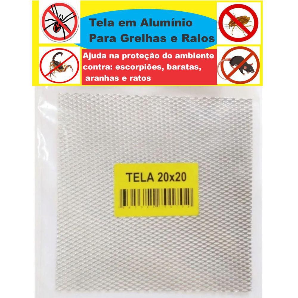 Tela Para Ralo Grelha  20x20Cm em Alumínio Anti-inseto