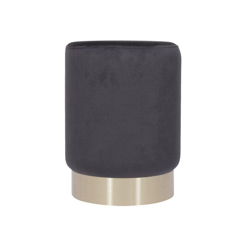 Banqueta Velvet Preta Base Dourada