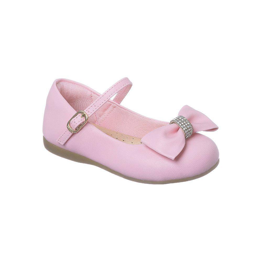 Sapatilha Infantil Ortopé Fofura Laço com Strass Rosa