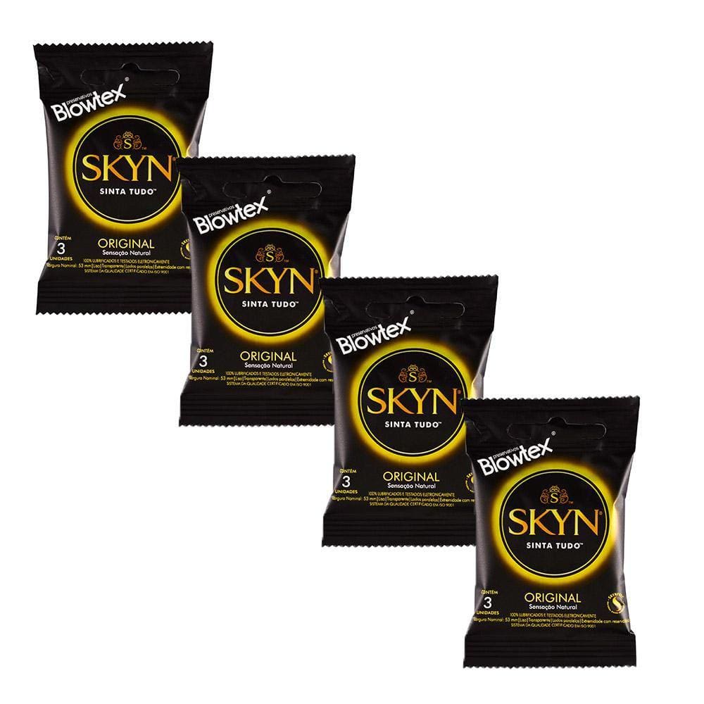 Kit 4 Pacotes Preservativo SKYN C/ 3 Unidades Cada