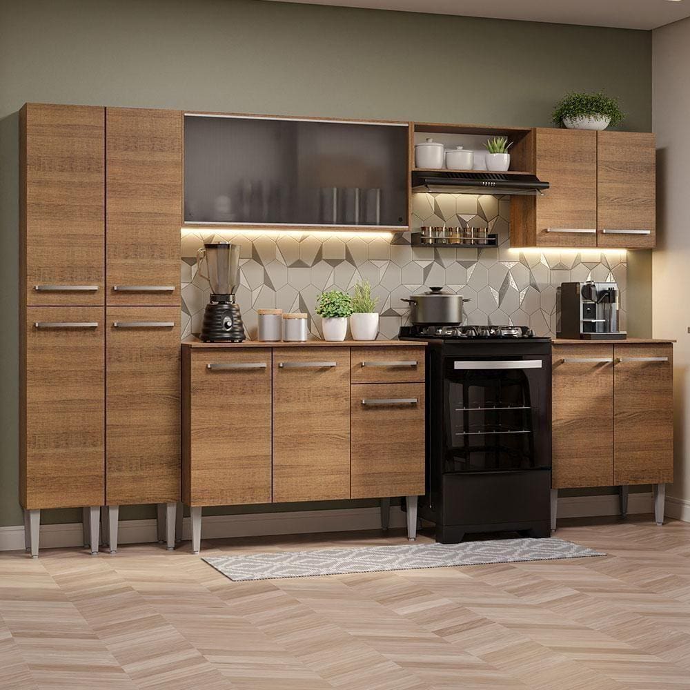 Armário De Cozinha Completa 293Cm Madesa 04 Rustic