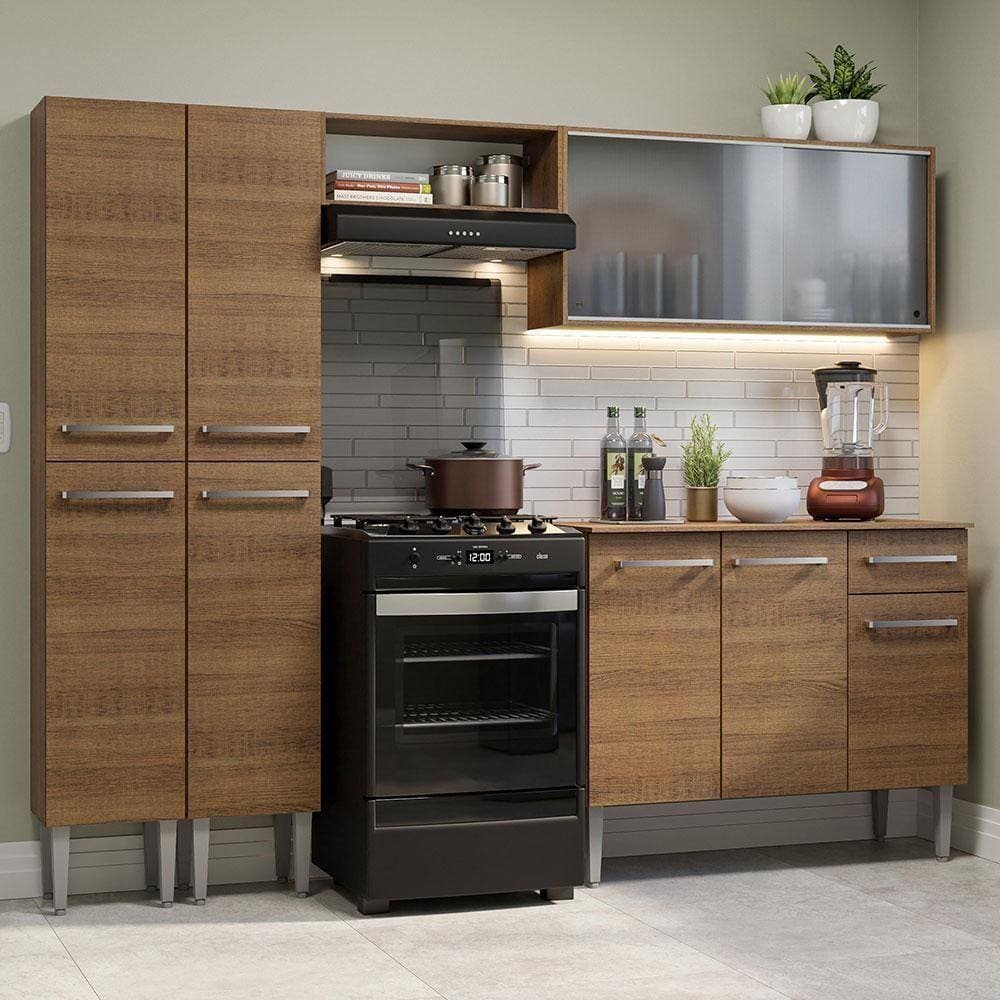 Armário De Cozinha Completa 229Cm Madesa 05 Rustic