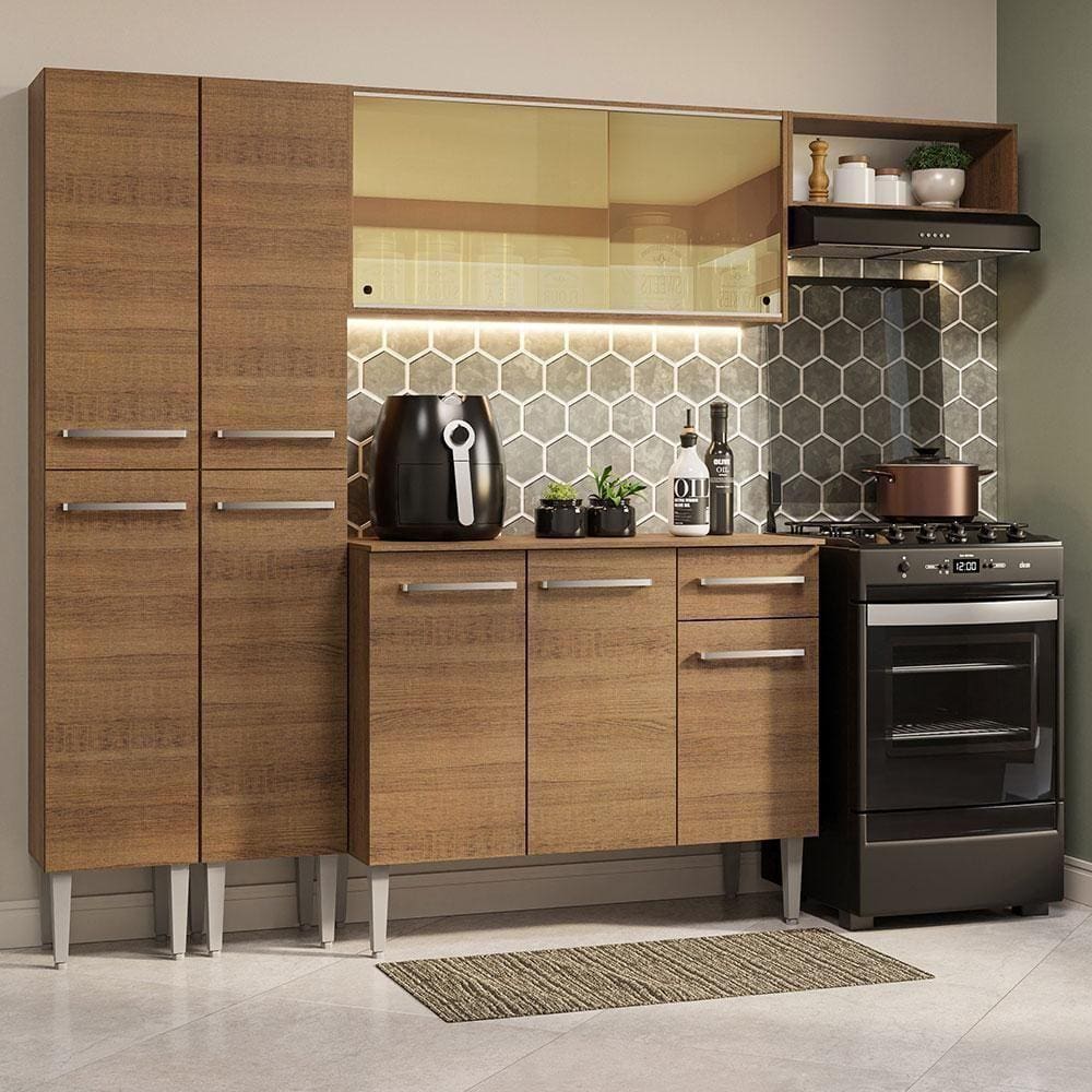 Armário De Cozinha Completa 229Cm Madesa 09 Rustic