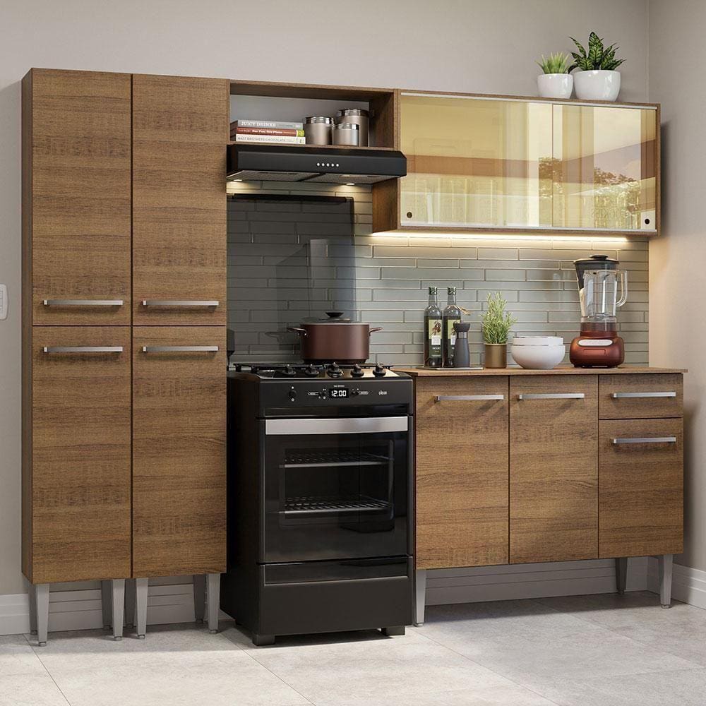 Armário De Cozinha Completa 229Cm Madesa 06 Rustic