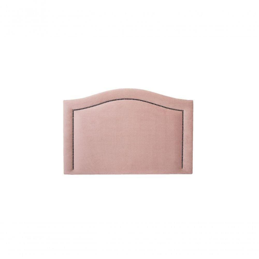 Cabeceira Solteiro 90x60 Veludo Rosê Tachas Fumê